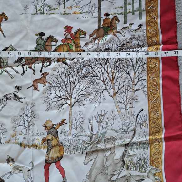 Hermes Red and Gold Equestrian Scarf - Picture 11 of 14